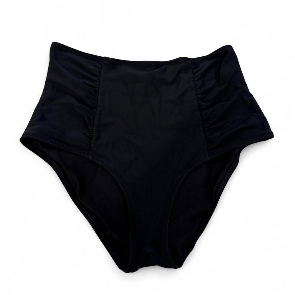 Aerie Womens Black High Rise Ruched Side Bikini Bottoms Size Medium